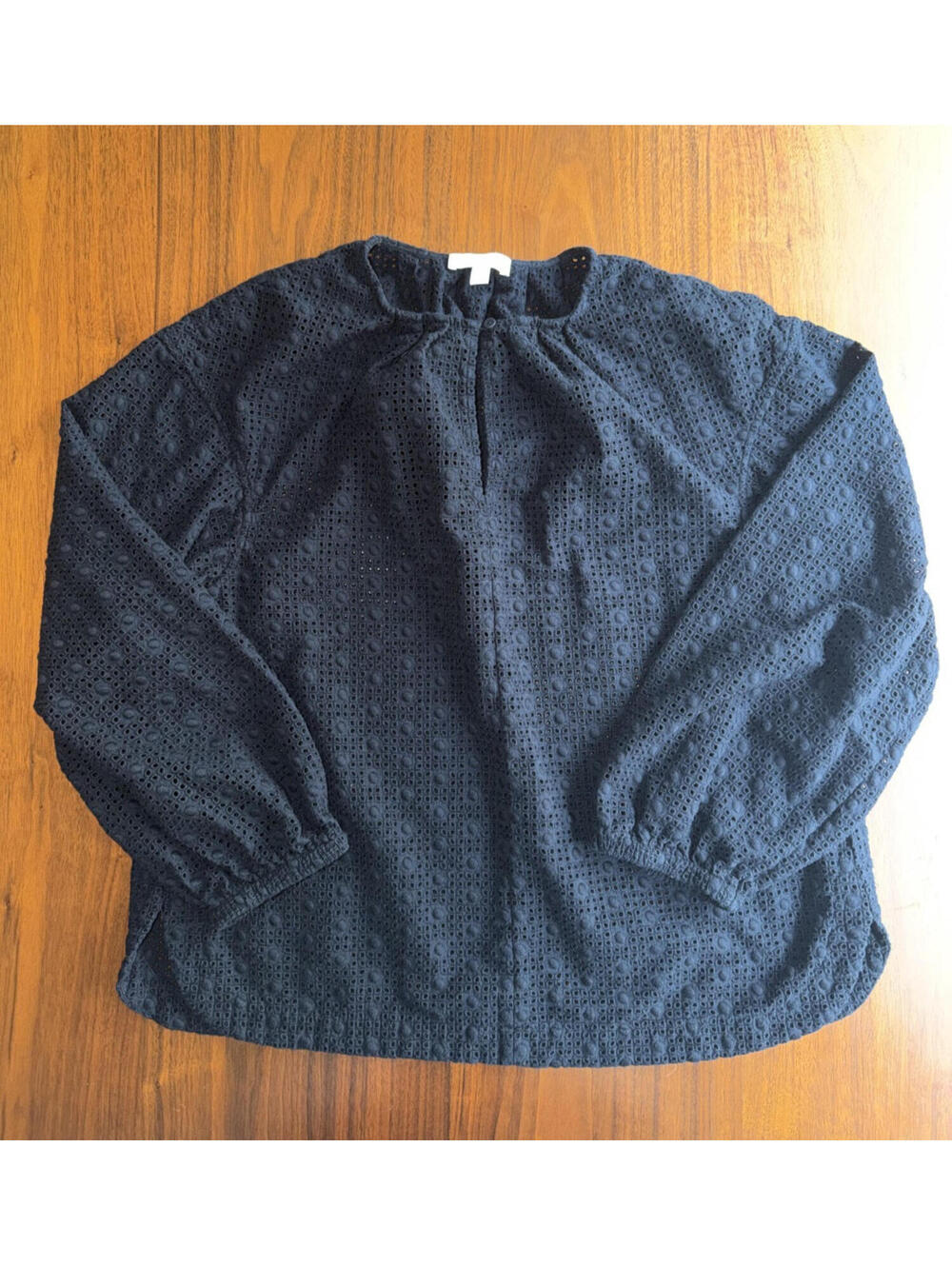 Ann Mashburn Women's Black Long Sleeve Eyelet Blouse - Size M